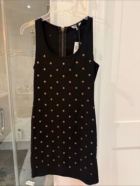 Buffalo David Bitton Black Mini Dress with Gold Studs